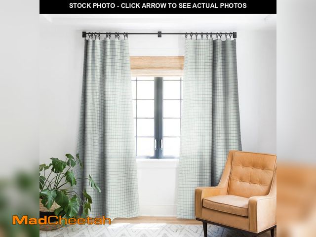 Lot 74-5417419 - Beachcrest Home Holli Zollinger French Linen Grid Emerald Striped Blackout Rod Pocket Single Curtain...