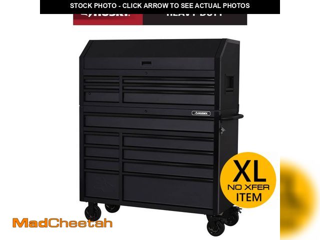 Lot 74-12856644 - (DENTED) Husky Tool Storage 52 in. W x 20 in. D Heavy Duty Rolling Tool Chest Combo in Matte Black -...