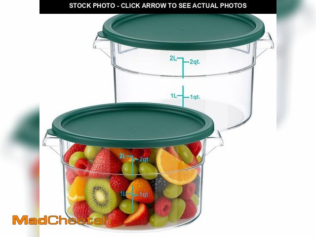 Lot 74-14274715 - Ziliny 2 Pcs 2 Qt Clear Round Food Storage Container with Lid, Dough Proofing Bucket Clear Transluce...