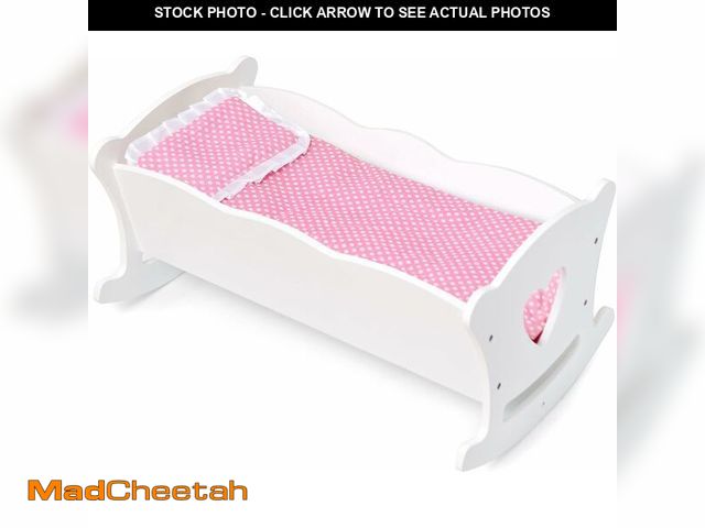 Lot 74-12760616 - Wildkin Kids Wooden Doll Cradle - Baby Doll Rocking Cradle with Pillow &amp; Blanket, Fits Dolls Up ...