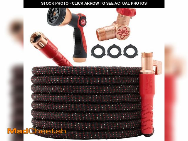 Lot 74-14271300 - Pocket Hose Ballistic 100 FT Expandable Garden Hose w/Pocket Pivot Swivel Connector, Anti-Burst Slee...