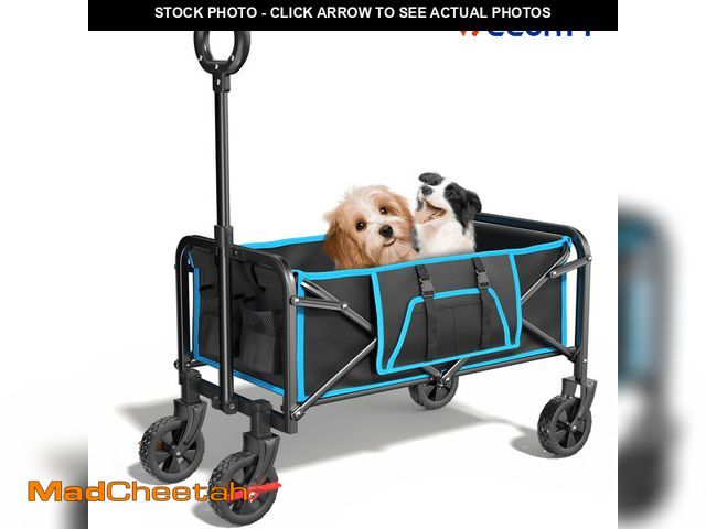 Lot 74-13060783 - Vecukty Mini Portable Foldable Wagon with All Terrain Solid Wheels, Folding Utility Grocery Wagon wi...
