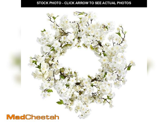 Lot 74-13770784 - Nearly Natural 24 in. Artificial Cherry Blossom Wreath - UNUSED