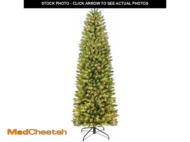 Lot 74-12902144 - Puleo International 6.5ft Pre-Lit Slim Fraser Fir Christmas Tree with 250 Clear Lights, 826 Realisti...