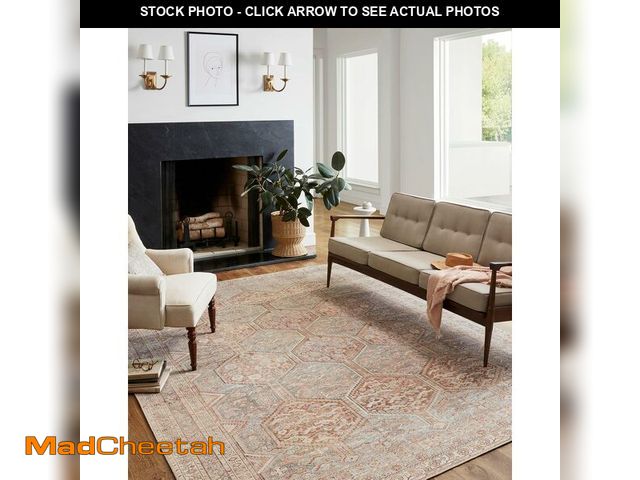 Lot 74-13583307 - Loloi Chris Loves Julia Jules Collection JUL-04 Tangerine/Mist 2'-3'' x 3'-9'', .13" Pile Height, Ac...