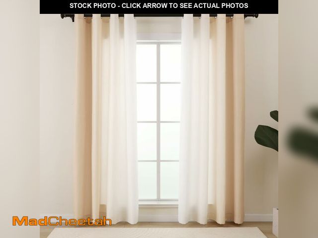 Lot 74-13545009 - L.Z.E Beige and White Ombre Privacy Curtains 63 Inch Length 2 Panels Set Tan Light Filtering Non-See...