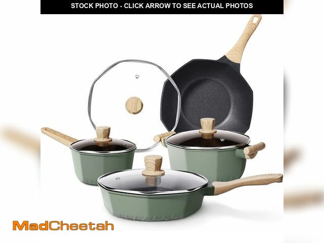 Lot 74-12828124 - RealCool Pots and Pans Set Non Stick, 8 Pieces Induction Cookware, Octagon Nonstick Kitchen Cookware...