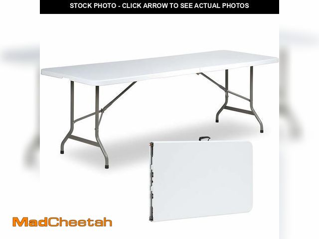 Lot 74-12861983 - SUGIFT 8 ft Folding Table Rectangular White Folding Plastic Table - USED