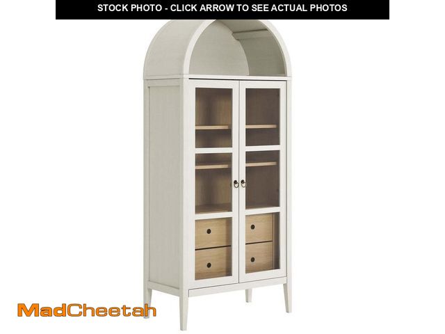 Lot 74-13099494 - MODWAY Nolan 71 in. Tall Arched Storage Display Cabinet in White Oak - UNUSED