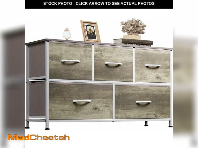 Lot 74-13801242 - OLIXIS Dresser for Bedroom with 5 Drawers, Wide Chest of Drawers, Fabric Bedroom Dresser with Drawer...