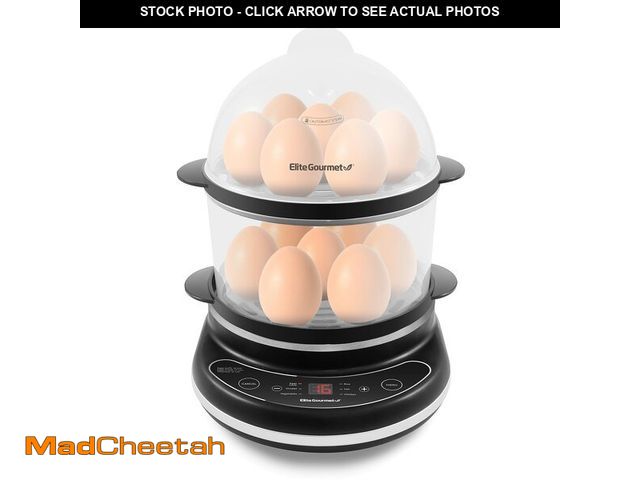 Lot 74-12971677 - Elite Gourmet EGC314CB Digital Easy Egg Cooker Food Steamer, Poacher, Omelet, Soft, Medium, Hard-Boi...