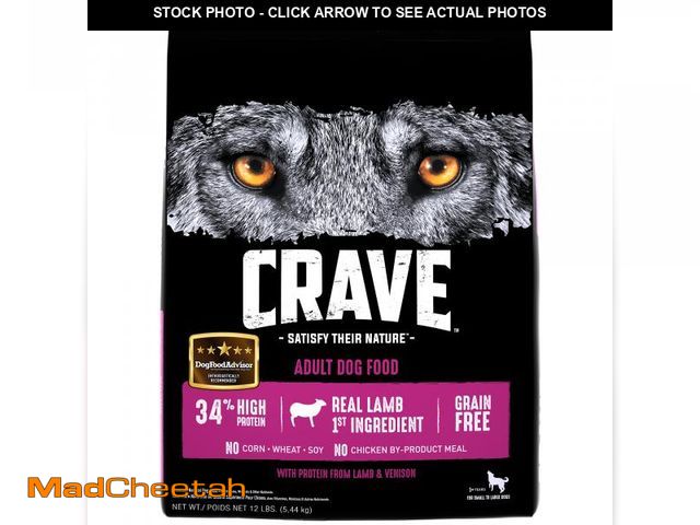 Lot 74-12149443 - Crave Grain Free Adult Dry Dog Food with Protein from Lamb  12 Lb. Bag(Best By Aug 27 2025) - UNUSED