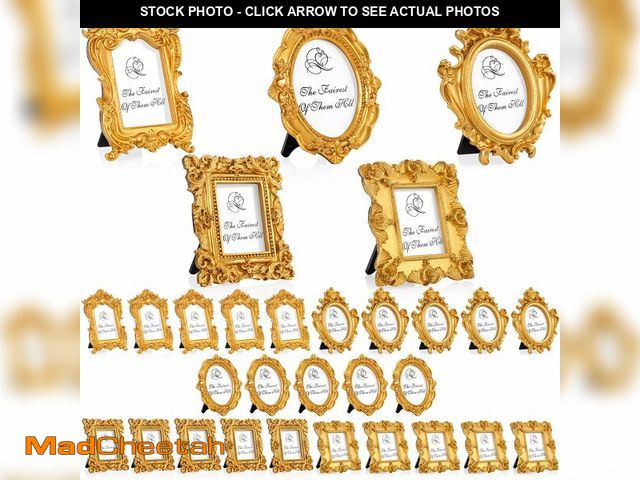 Lot 74-13627432 - Maitys 25 Pcs Mini Picture Vintage Frames with Stands Tiny Antique Photo Baroque Ornate Resin Oval F...