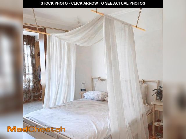 Lot 74-11905326 - Bed Canopy for Girls &amp; Adults, King to Twin Sizes - White Tulle Canopy Bed Curtains with Frame, ...