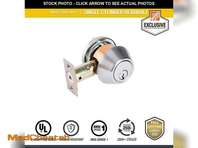 Lot 74-14311089 - Universal Hardware Industrial Duty Commercial Single Cylinder Deadbolt, UL 3-Hour Fire ANSI Grade 1,...