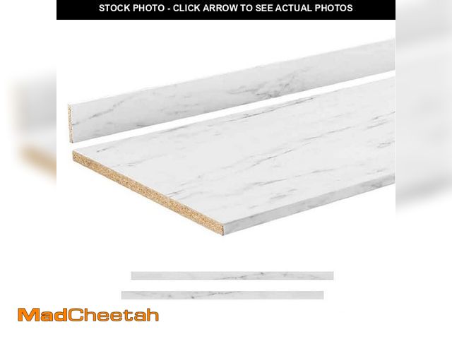 Lot 74-12553581 - STRETTA 4 ft. White Laminate Countertop Kit with Full-Thickness Square Edge in Alabaster Slate - UNU...