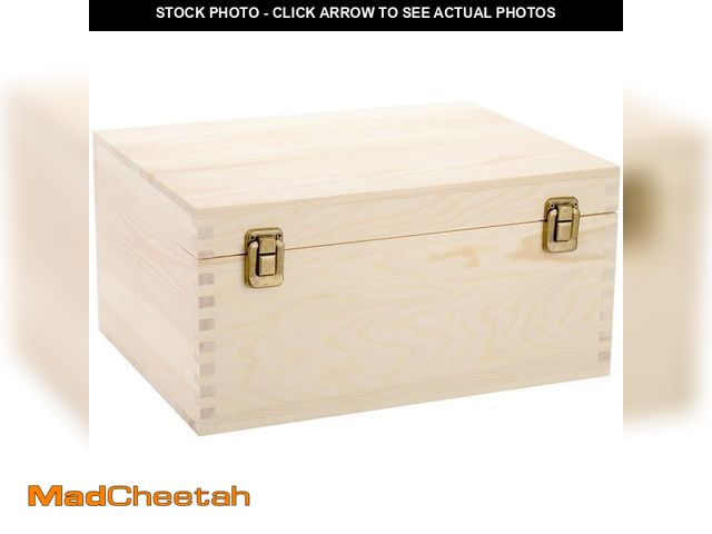 Lot 74-13949872 - Frcctre Extral Large Unfinished Wooden Box, 13 x 10 x 6.5 inch Natural Unfinished Pine Wood Box with...
