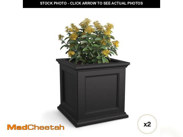 Lot 74-14393571 - Fairfield 20 in. Square Self-Watering Black Polyethylene Planter - UNUSED