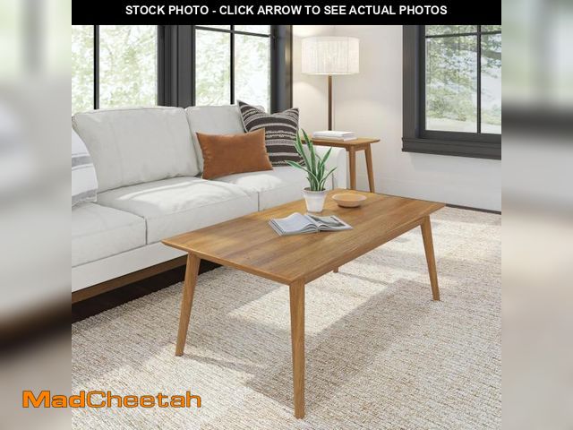 Lot 74-12448270 - Plank+Beam 48 Inch Mid Century Modern Coffee Table, Wood Coffee Tables for Living Room, Rectangular ...