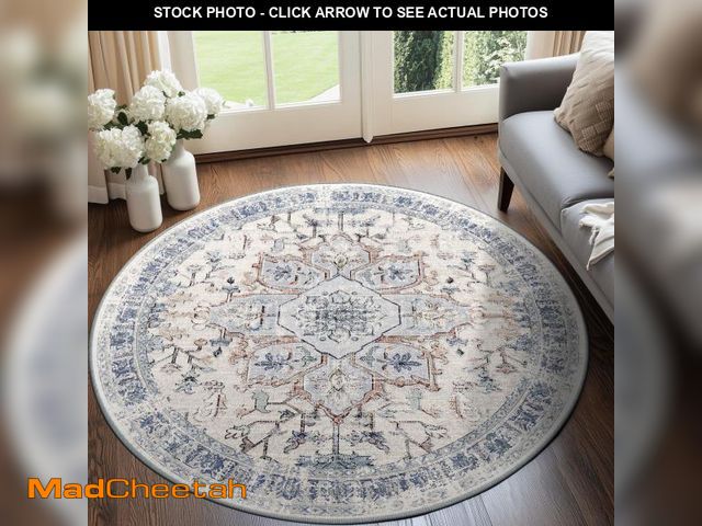 Lot 74-11547234 - BESTSWEETIE 8ft Area Rug Washable Rugs for Living Room, No Pile Boho Carpet for Entryway Bedroom Din...