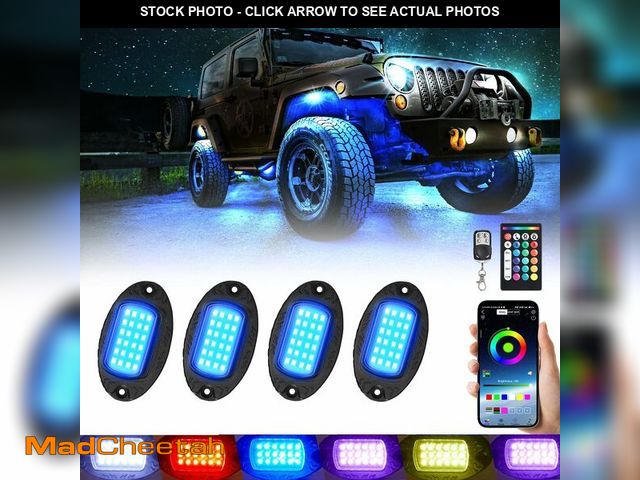 Lot 74-14205473 - 4 Pods Alloy RGB LED Rock Lights for ATV UTV RZR SUV SXS Golf Cart Trucks Car, Metal Waterproof Mult...