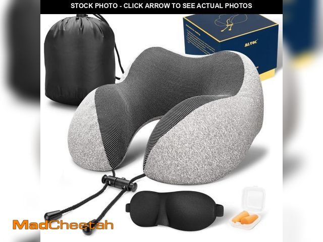 Lot 74-11553785 - MLVOC Travel Pillow 100% Pure Memory Foam Neck Pillow, Comfortable &amp; Breathable Cover, Machine W...