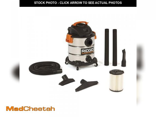 Lot 74-12146019 - *SEE DETAILS* 10 Gallon 6.0 Peak HP Stainless Steel Shop Vacuum Wet Dry Vac with Filter, Locking Hos...