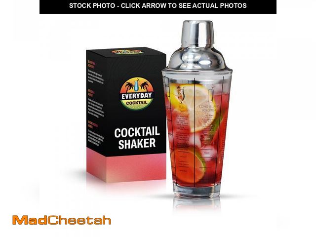 Lot 74-12114288 - EVERYDAY COCKTAIL - Professional Glass Cocktail Shaker 14 oz, Martini Shaker with Recipes and Measur...