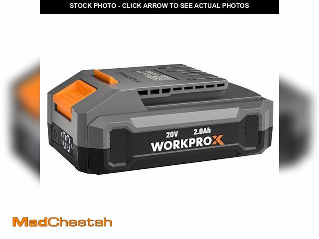 Lot 74-12764343 - WORKPROX 20V 2.0Ah Li-Ion Battery Pack with Type-C Fast Charge &amp; LED Display Screen, Lightweight...