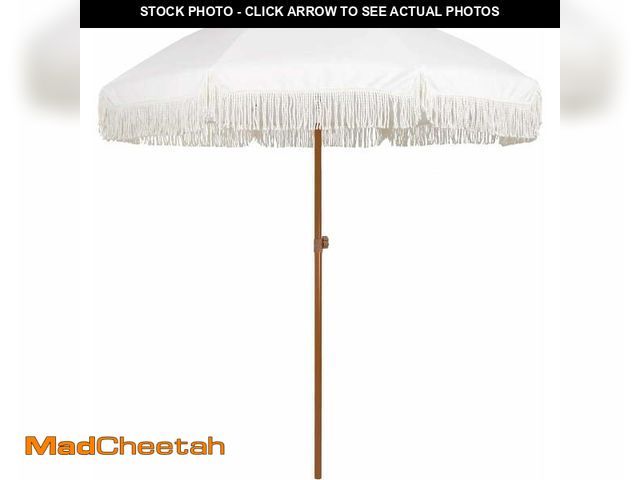 Lot 74-14436825 - AMMSUN 7ft Fringe Patio Umbrella, Outdoor Table Tassels Umbrella with Push Button Tilt UPF50+ Shade ...