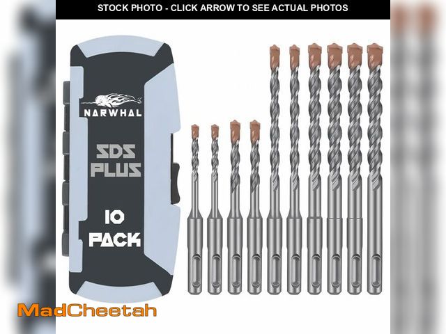 Lot 74-14272082 - SDS Plus Rotary Hammer Drill Bit Set (10 Pack - 1/8", 1/4", 5/16", 3/8", and 1/2") Carbide Tipped - ...