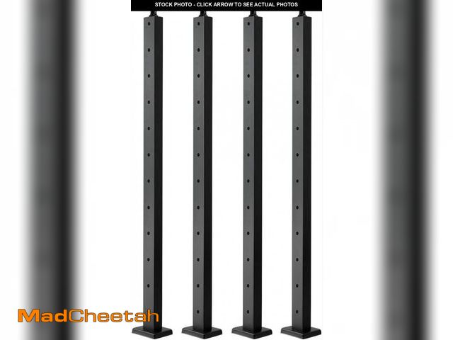 Lot 74-12397050 - VEVOR 4 Pack Cable Railing Post, 42"x1"x2" Level Drilled Deck Railing Post, Stainless Steel Black Ca...