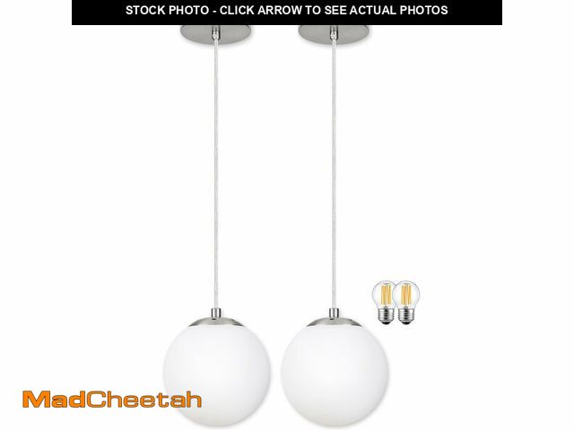 Lot 74-13544914 - KoKo&amp;Yukina 6 Inch Globe Pendant Light Nickel Globe Pendant Lights Kitchen Island Mid Century Li...