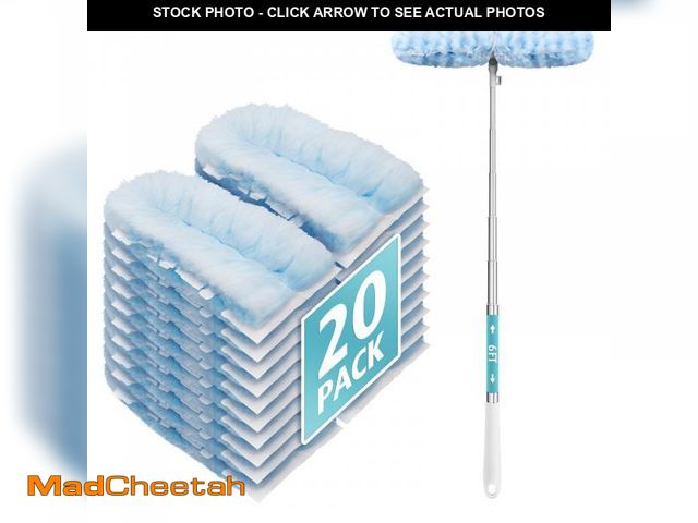 Lot 74-12212501 - 6 ft Extendable Duster Handle with 20 Refills, Compatible with Swiffer, Disposable Microfiber Dustin...
