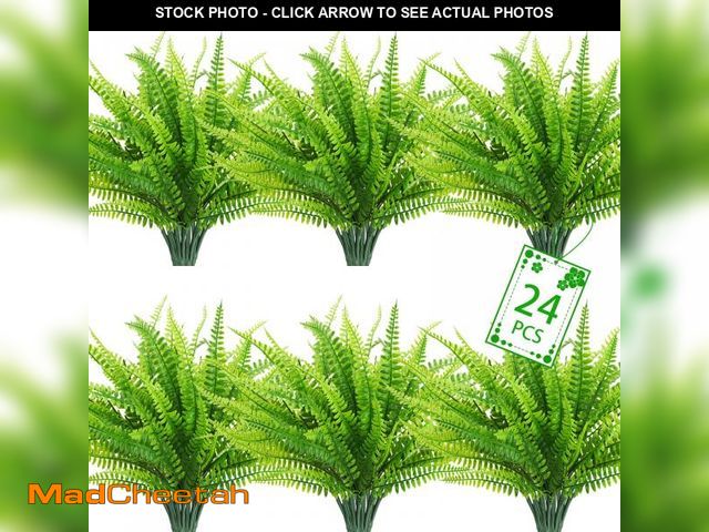 Lot 74-12314470 - Uieke 24 PCS Artificial Ferns for Outdoors, Fake Boston Fern Plants Greenery Outdoor UV Resistant Bu...