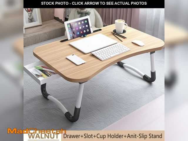 Lot 74-12154893 - PHANCIR Foldable Lap Desk  23.6 Inch Portable Wood Laptop Desk Table Workspace Office Organizer Bed ...