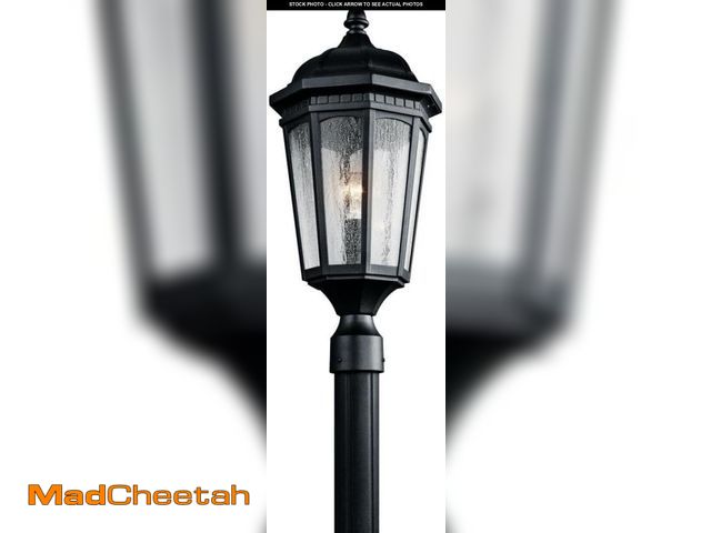 Lot 74-12399883 - Kichler Courtyard 23.75" Exterior Post Light in Textured Black, 1-Light Outdoor Porch or Patio Light...