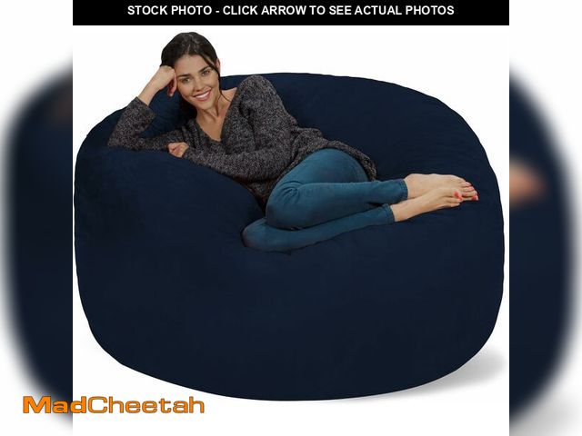 Lot 74-12828758 - Chill Sack Bean Bag Chair Cover, 5-Feet, Microsuede - Navy - USED