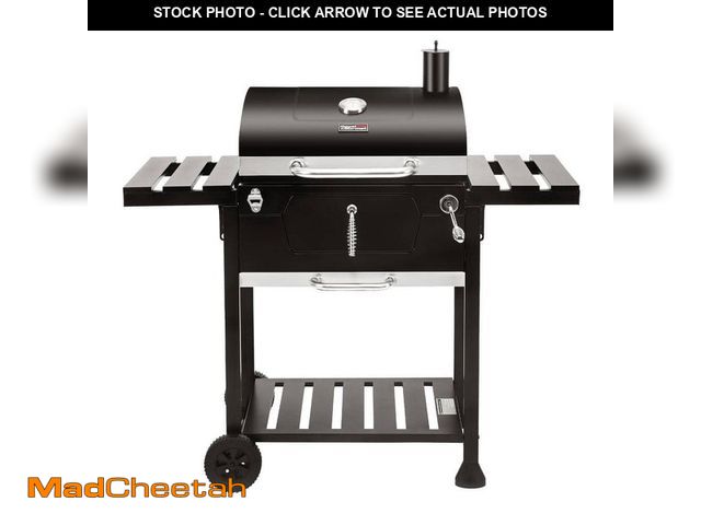 Lot 74-14242542 - Royal Gourmet 24 in. Charcoal BBQ Grill in Black with 2-Side Table - UNUSED