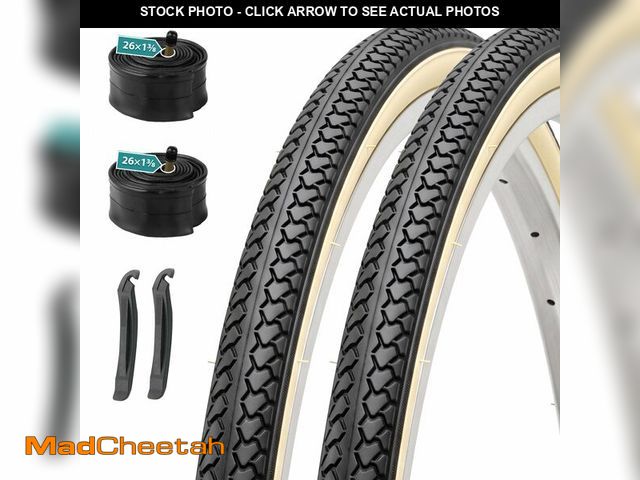 Lot 74-14270180 - MOHEGIA 26x1 3/8 Inch Bike Tires (37-590 mm) - 2-Pack Folding Replacement Tires with Inner Tubes, Sc...