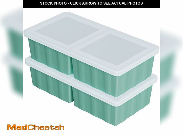 Lot 74-12705727 - Silicone Freezer Tray for Soup Ice Cubes: 2-Cup Freezing Tray with Lid for Meal Prep - 2Pack Silicon...