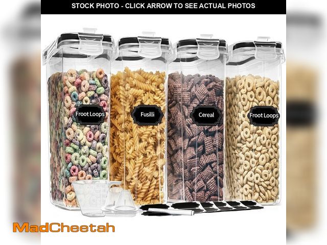 Lot 74-14212597 - PRAKI Cereal Containers Storage Set (4L,135.2 Oz), 4PCS Airtight Food Storage Containers with Pour S...