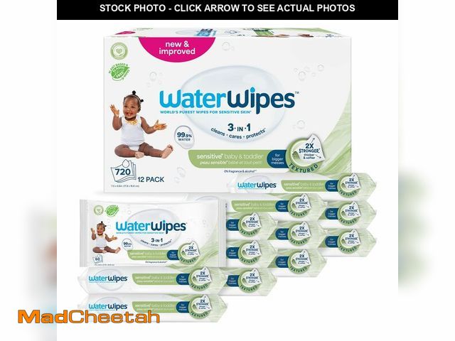 Lot 74-13550132 - WaterWipes Sensitive+ Baby &amp; Toddler Wipes, 3-In-1 Cleans, Cares, Protects, 99.9% Water, Texture...