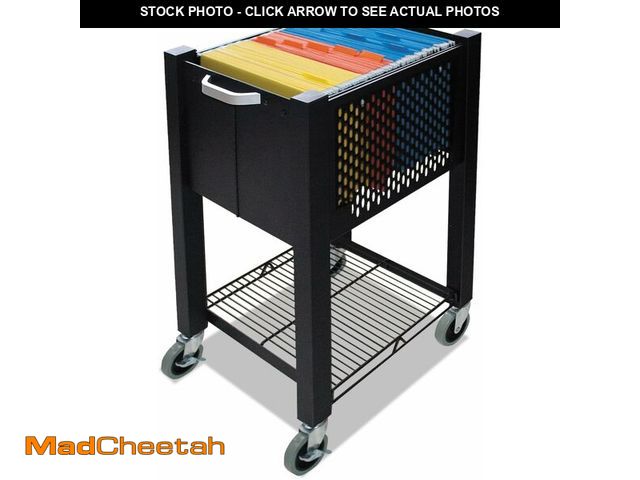 Lot 74-12544451 - Vertiflex instacart Sidekick deskside File cart, Metal, 1 Shelf, 1 bin, 14.25" x 16.25" x 27.75", Bl...