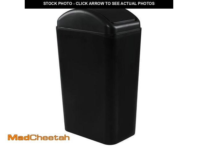 Lot 74-12710313 - Cand 14 L Small Plastic Trash Can, Slim Swing Lid Trash Bins(Black) - USED