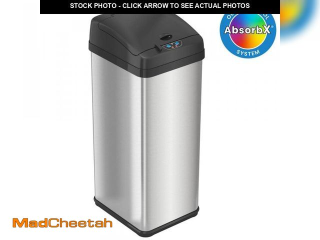 Lot 74-12424729 - iTouchless 13 Gal. / 49 Liter Stainless Steel Household Metal Trash Can with Odor Filter - UNUSED