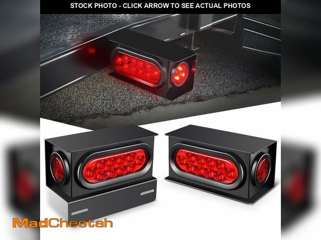 Lot 74-13952808 - Nilight 2PCS Steel Trailer Light Boxes Housing Kit w/6Inch Oval Red LED Trailer Tail Lights 2 Inch R...