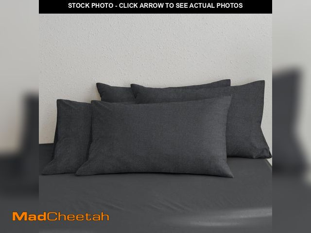 Lot 74-12050940 - MooMee Bedding Pillowcases Pack of 4 100% Washed Cotton Linen Like Textured Breathable Durable Soft ...