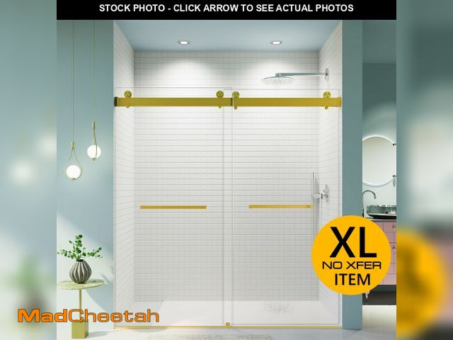 Lot 74-12786575 - KEIKI 68-72" W x 76" H Frameless Double Sliding Shower Door with Soft-Close, Premium 3/8" Thick Temp...