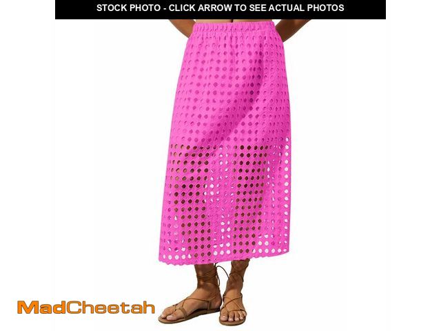 Lot 74-13525259 - Ziesexy 2025 Summer Casual Long Skirt for Women Hollow Out Midi Skirt Eyelet Beach Skirt Hot Pink - ...